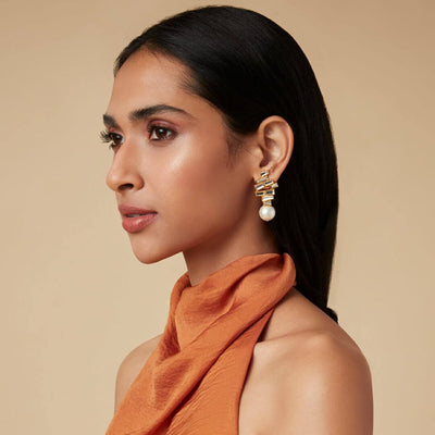 Rise Pearl Drop Earrings - Isharya | Modern Indian Jewelry