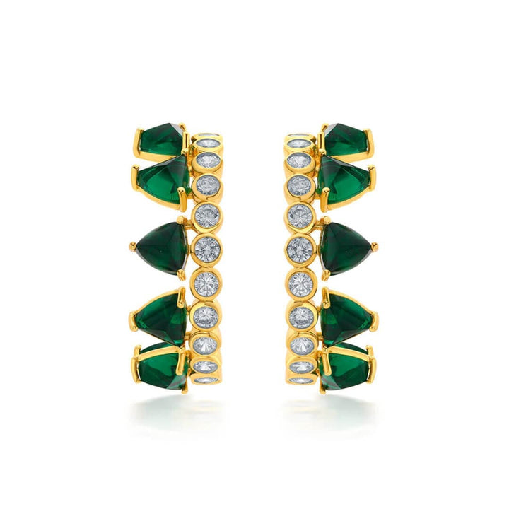 Ruhaniyat Hydro Emerald & CZ Hoop Earrings - Isharya | Modern Indian Jewelry