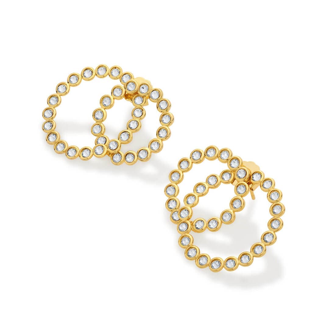 Seher CZ Concentric Earrings - Isharya | Modern Indian Jewelry