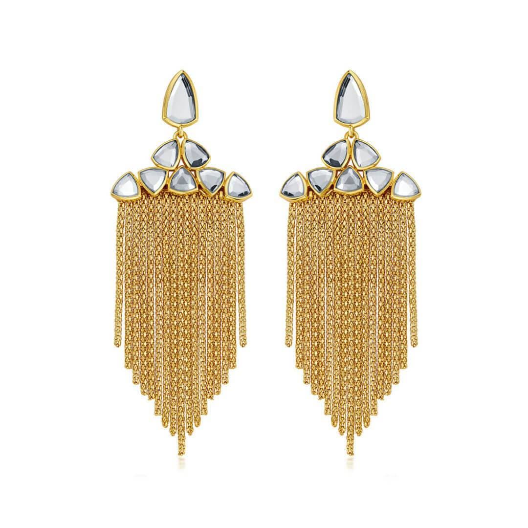 Shiza Mirror Long Earrings - Isharya | Modern Indian Jewelry