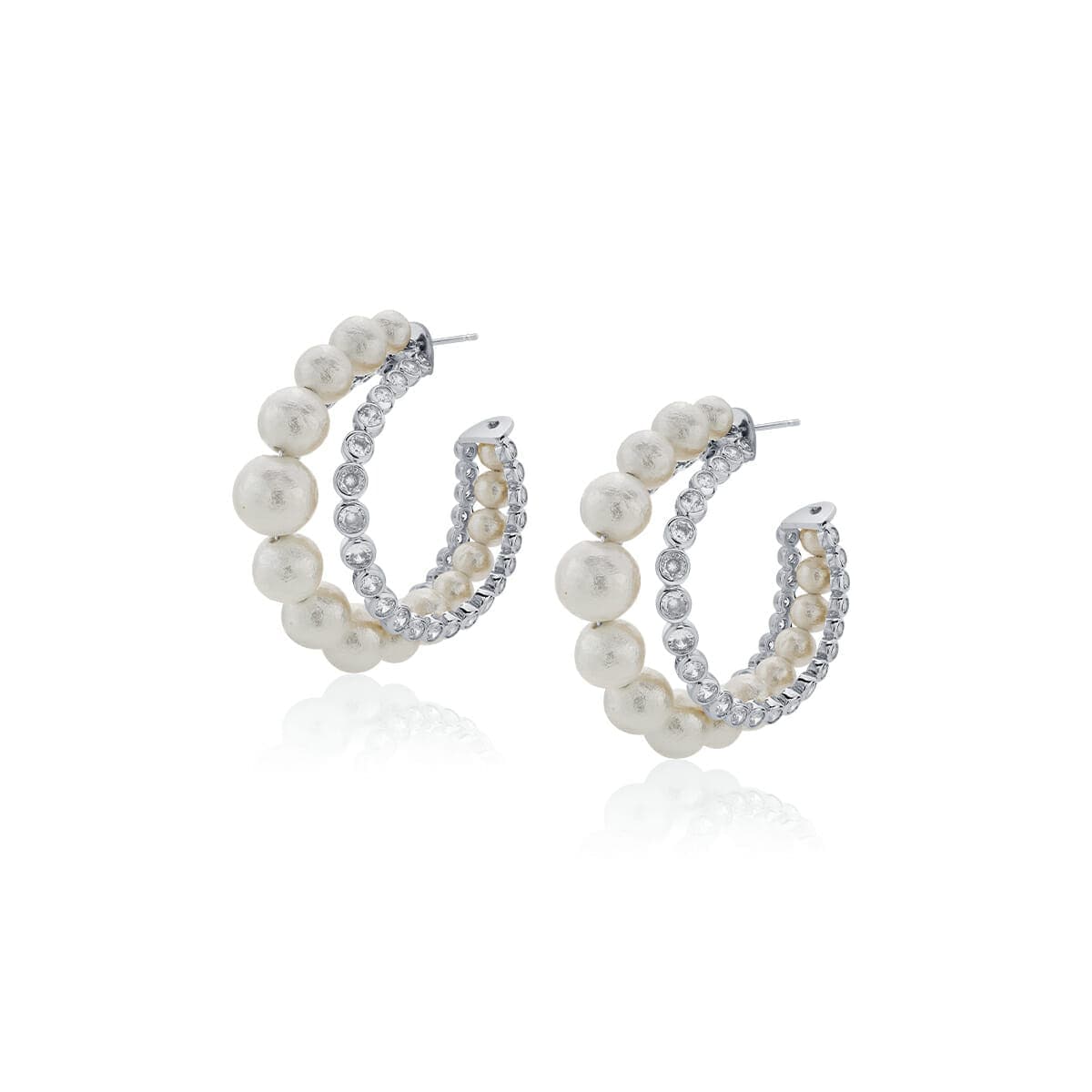 Crystal Pearl Hoop Earrings - Isharya | Modern Indian Jewelry