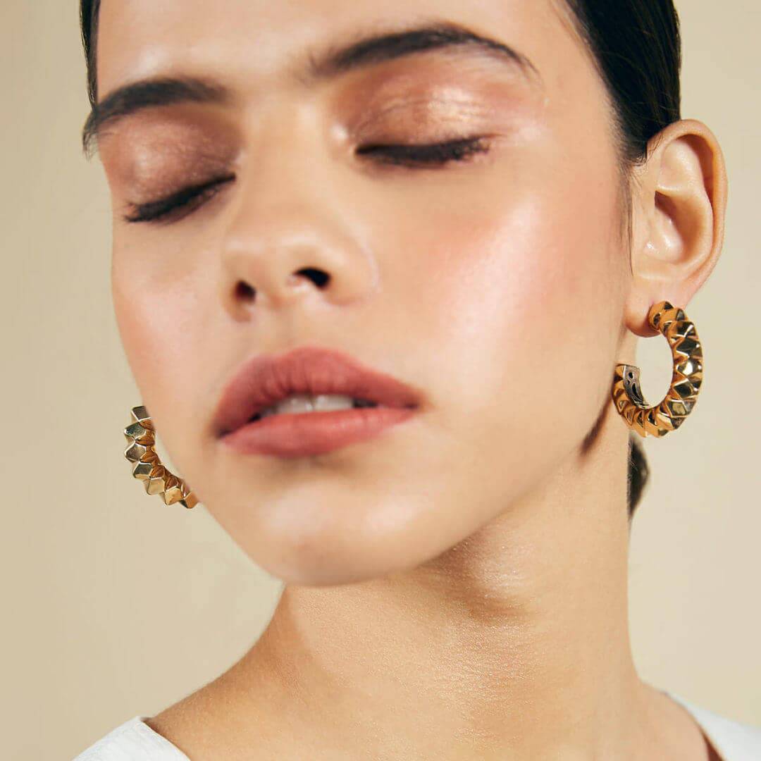 Studded Hoop Earrings - Isharya | Modern Indian Jewelry