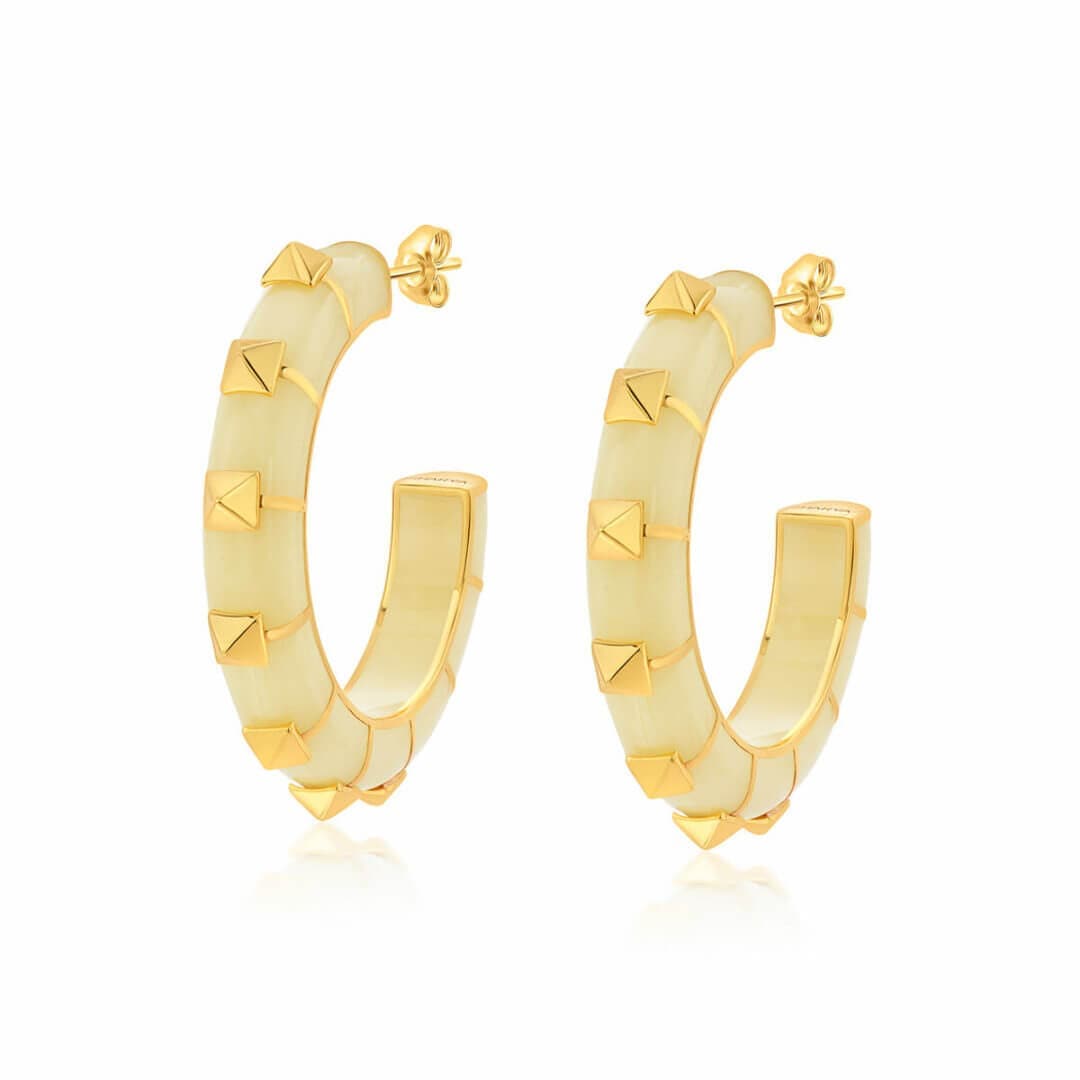 Walker White Resin Hoop Earrings - Isharya | Modern Indian Jewelry