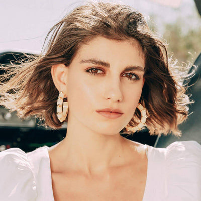 Walker White Resin Hoop Earrings - Isharya | Modern Indian Jewelry