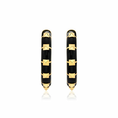 Walters Black Resin Hoop Earrings - Isharya | Modern Indian Jewelry