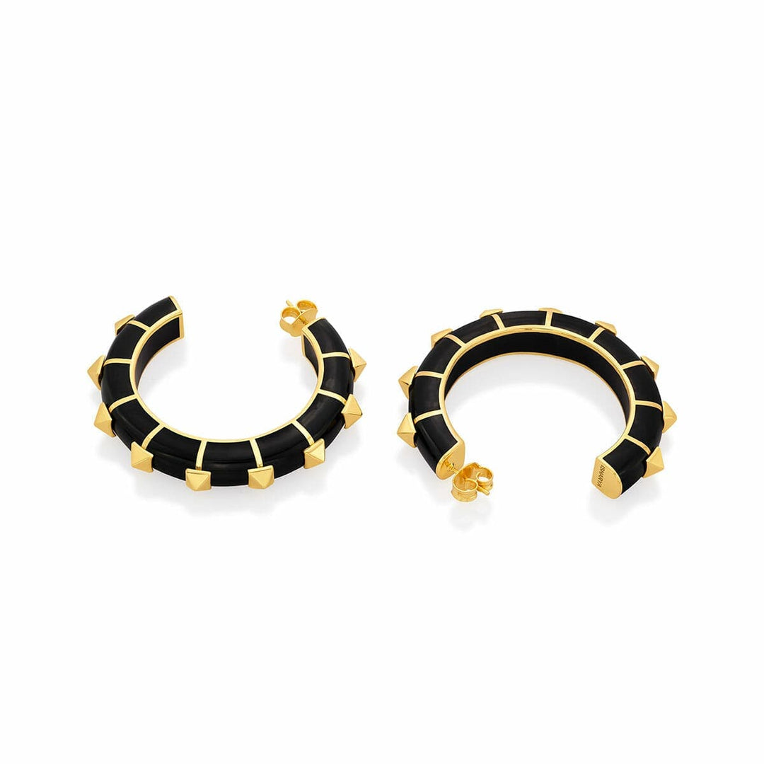 Walters Black Resin Hoop Earrings - Isharya | Modern Indian Jewelry