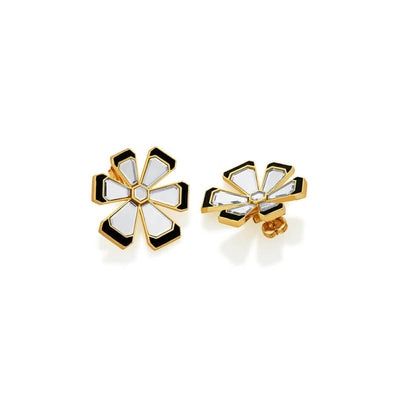 Ayaana Mirror Enamel Floral Stud - Isharya | Modern Indian Jewelry