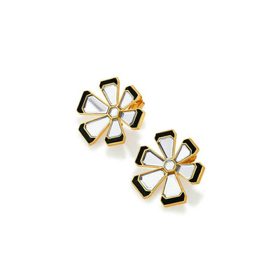 Ayaana Mirror Enamel Floral Stud - Isharya | Modern Indian Jewelry
