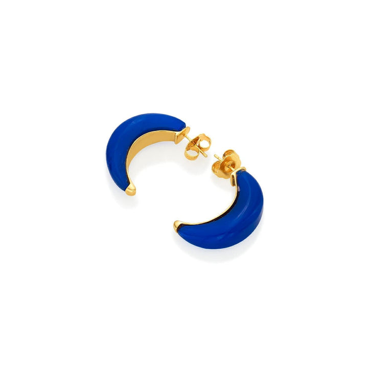 Carved Half Hoop with Blue Stone - Isharya | Modern Indian Jewelry