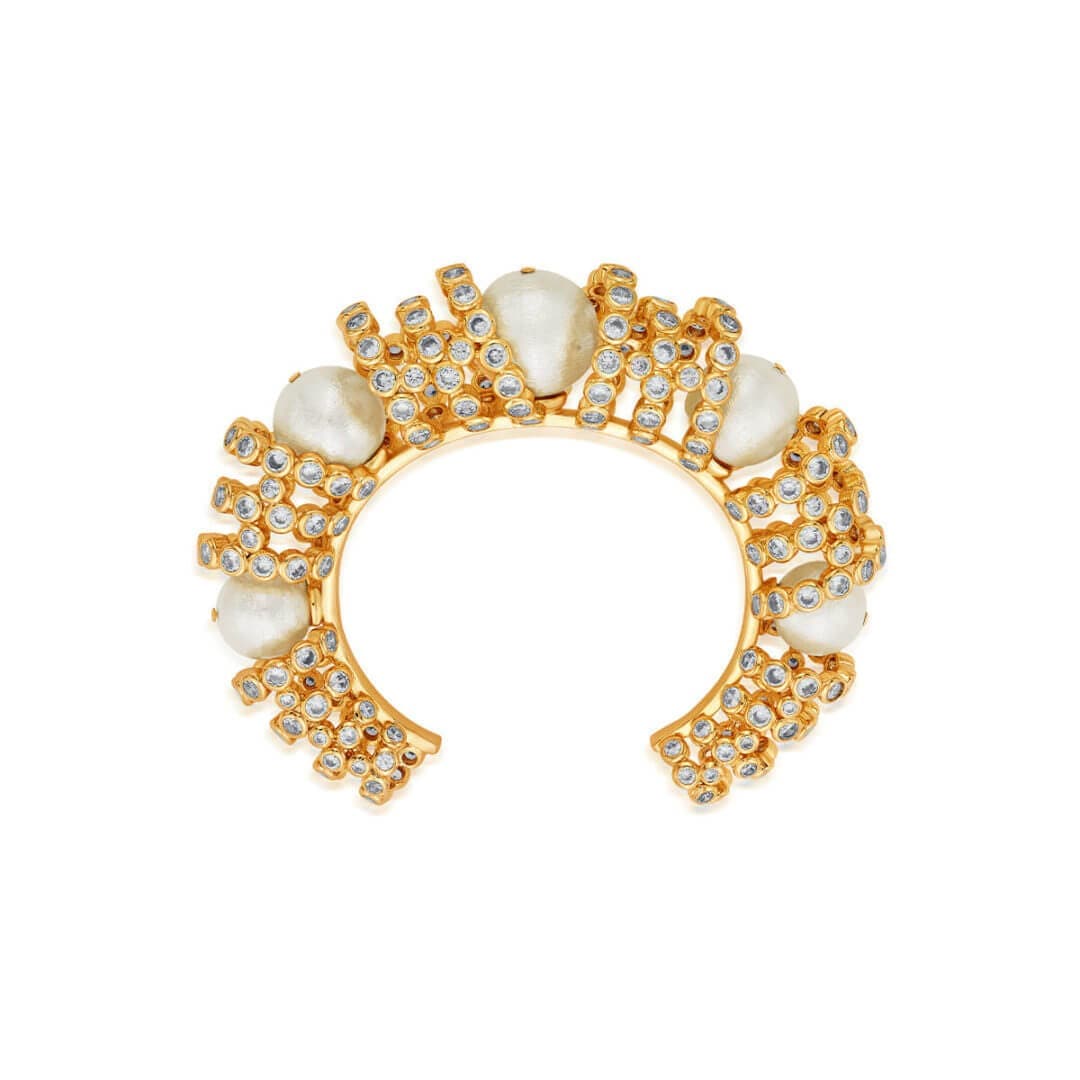 Crystal Pearl Statement Cuff - Isharya | Modern Indian Jewelry