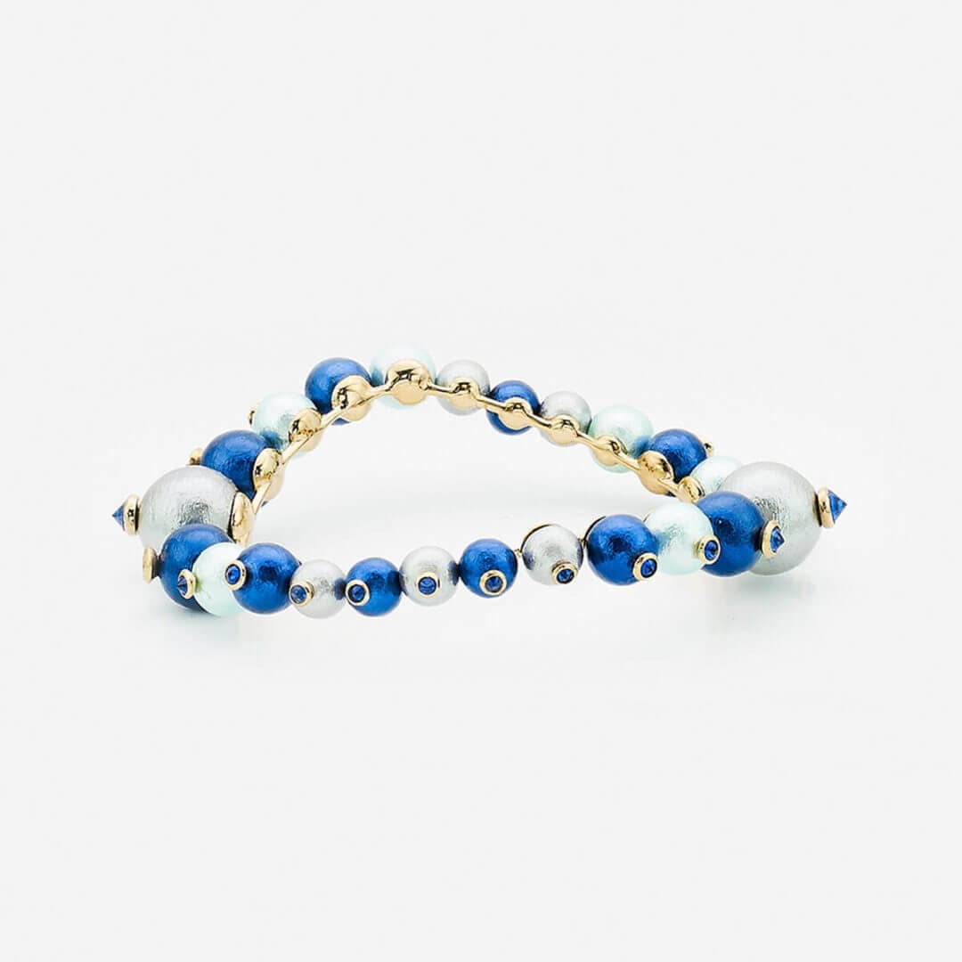 Empress Warrior Blue Color Way Swirl Bangle - Isharya | Modern Indian Jewelry