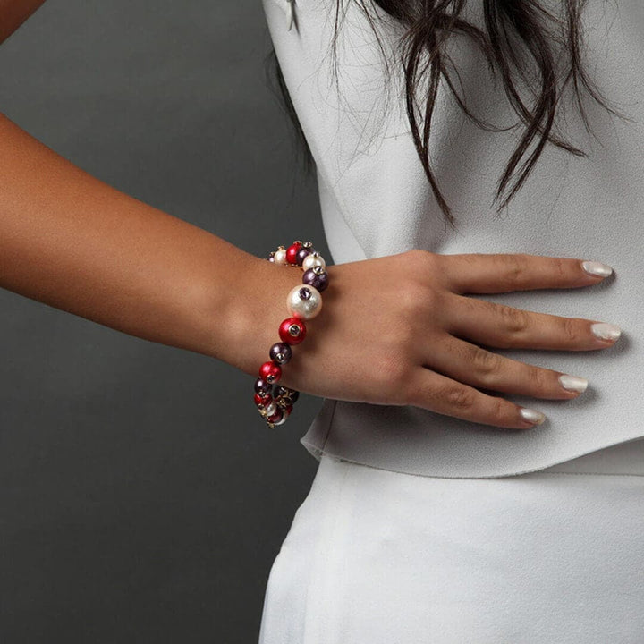Empress Warrior Multi Color Pearl Swirl Bangle - Isharya | Modern Indian Jewelry