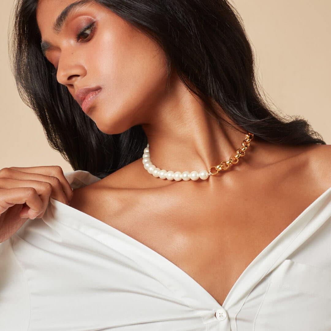 Gemini Gold & Pearl Choker - Isharya | Modern Indian Jewelry