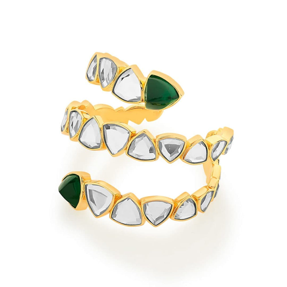 Inayat Green Hyrdo & Mirror Statement Cuff - Isharya | Modern Indian Jewelry