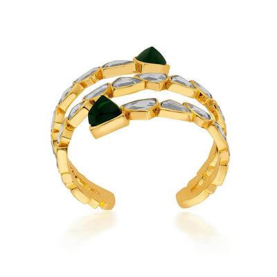 Inayat Green Hyrdo & Mirror Statement Cuff - Isharya | Modern Indian Jewelry