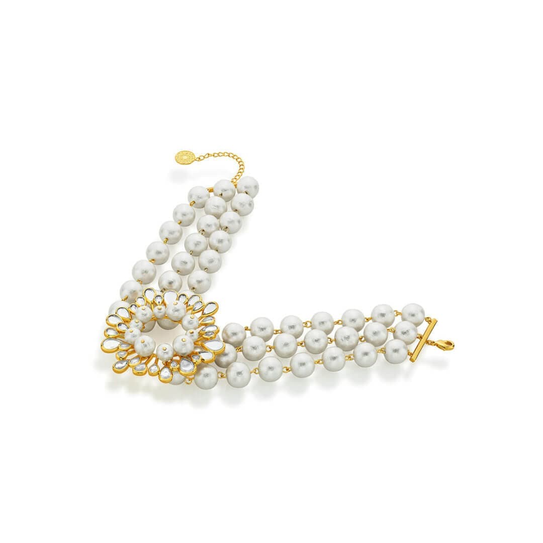 Limelight Mirror & Pearl Adjustable Lariat - Isharya | Modern Indian Jewelry