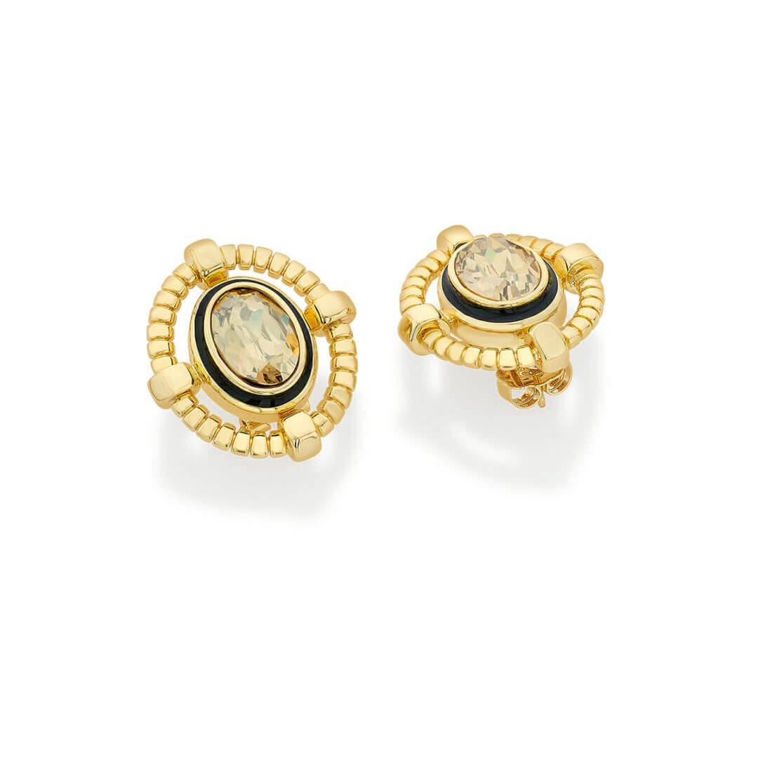 Malala Golden Shadow Crystal Studs - Isharya | Modern Indian Jewelry