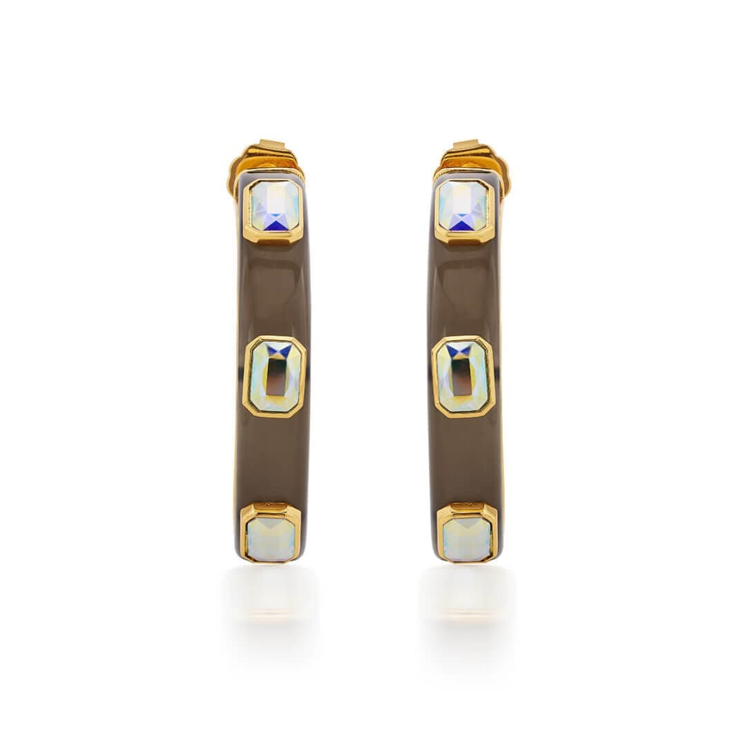 Meraki Black Enamel Resin Hoops - Isharya | Modern Indian Jewelry