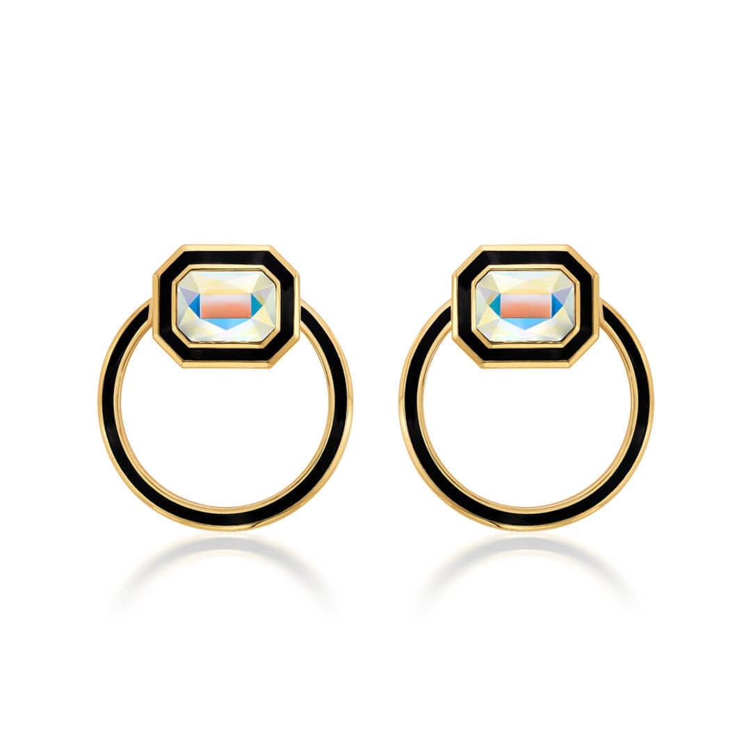 Meraki Black Enamel Studs - Isharya | Modern Indian Jewelry