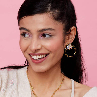 Meraki Black Enamel Studs - Isharya | Modern Indian Jewelry