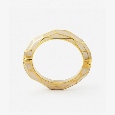 Nude Frost Louvre Hinge Resin Bangle - Isharya | Modern Indian Jewelry