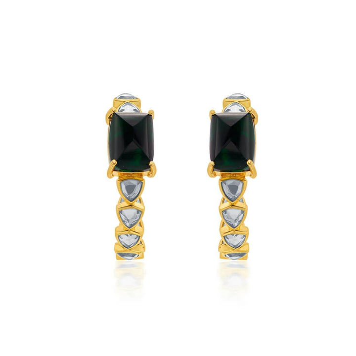 Ruhaniyat Hydro Emerald & Mirror Hoops - Isharya | Modern Indian Jewelry