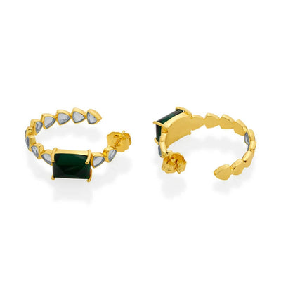 Ruhaniyat Hydro Emerald & Mirror Hoops - Isharya | Modern Indian Jewelry