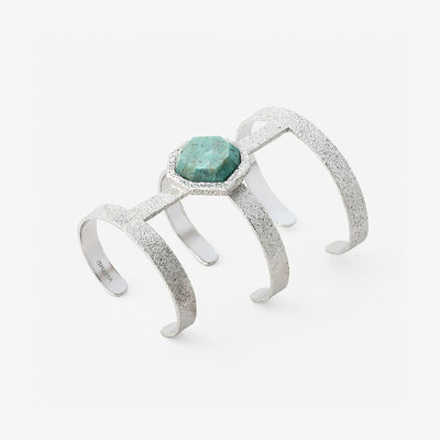 Silver Turquoise Goddess Power Cuff - Isharya | Modern Indian Jewelry