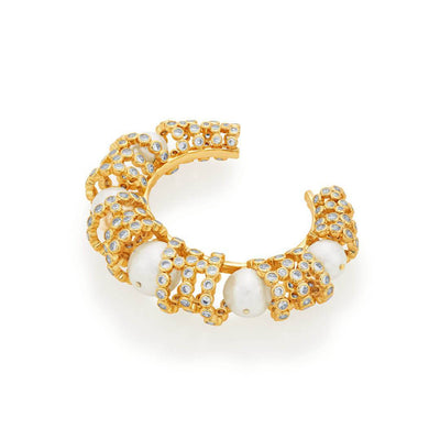 Crystal Pearl Statement Cuff - Isharya | Modern Indian Jewelry