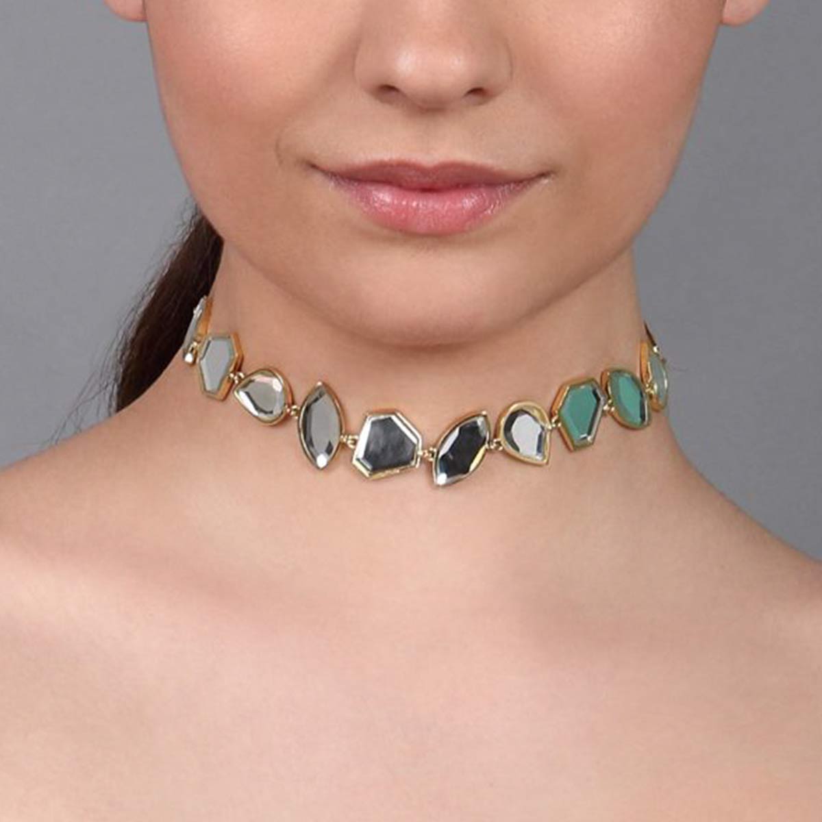 Celeste Playful Mirror Choker necklace - Isharya | Modern Indian Jewelry