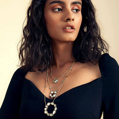Mirrors on the Move Three Layered Necklace - Isharya | Modern Indian Jewelry