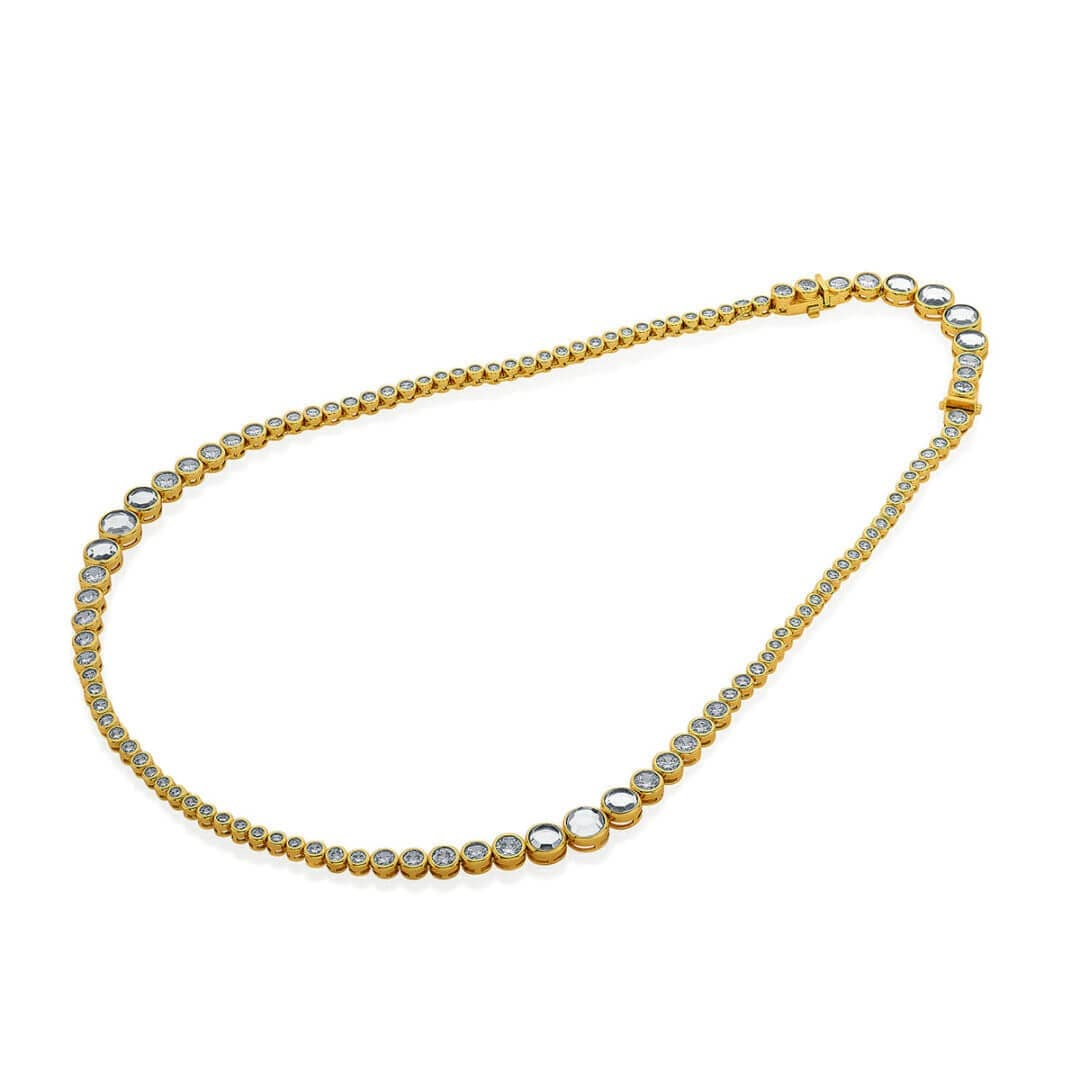 Nazm Mirror & CZ Long Necklace - Isharya | Modern Indian Jewelry