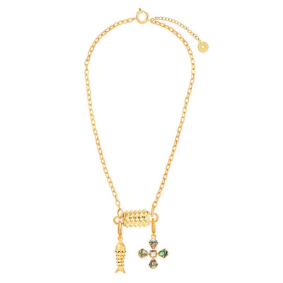 Personalizable Stud Padlock Chain Link Necklace - Isharya | Modern Indian Jewelry