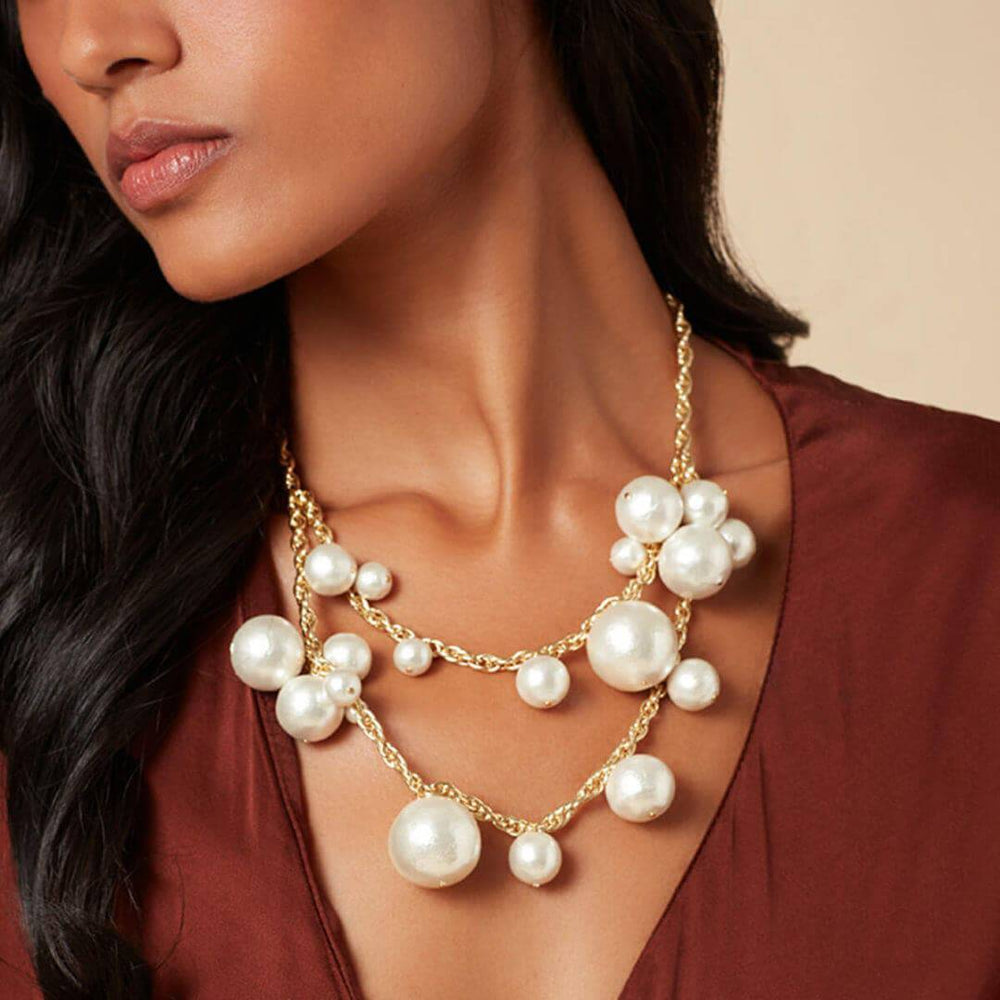 Temple Muse Pearl Statement Necklace - Isharya | Modern Indian Jewelry