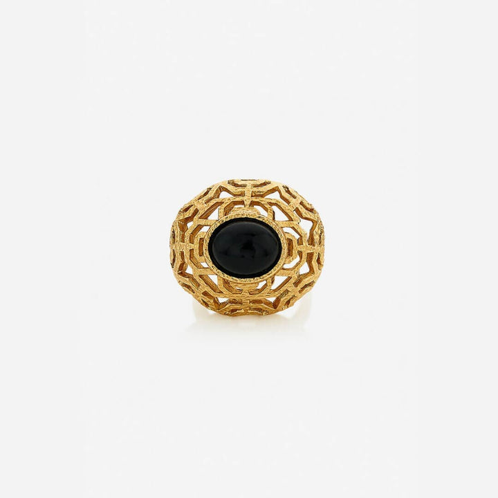 Noor Black Circle Ring - Isharya | Modern Indian Jewelry