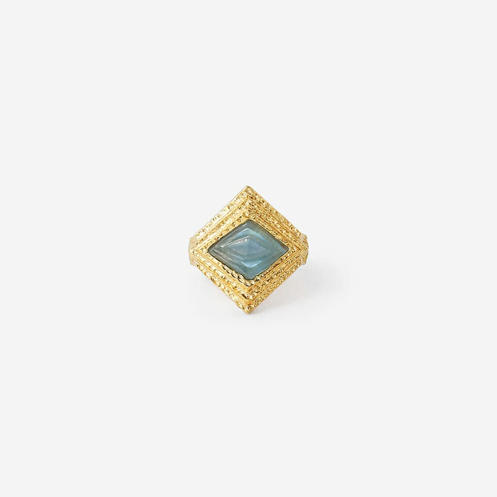 Blue Chalcedony Origami Midi Ring - Isharya | Modern Indian Jewelry