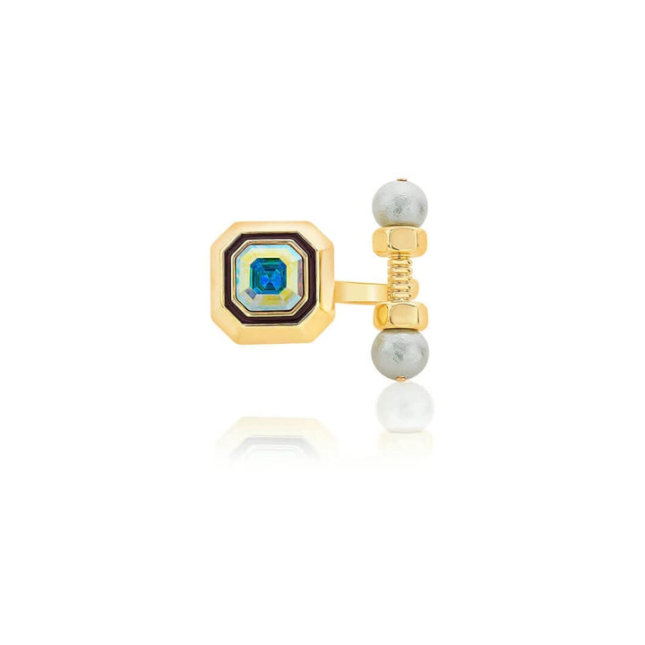 Coppola Pearl & Abalone Open Ring - Isharya | Modern Indian Jewelry