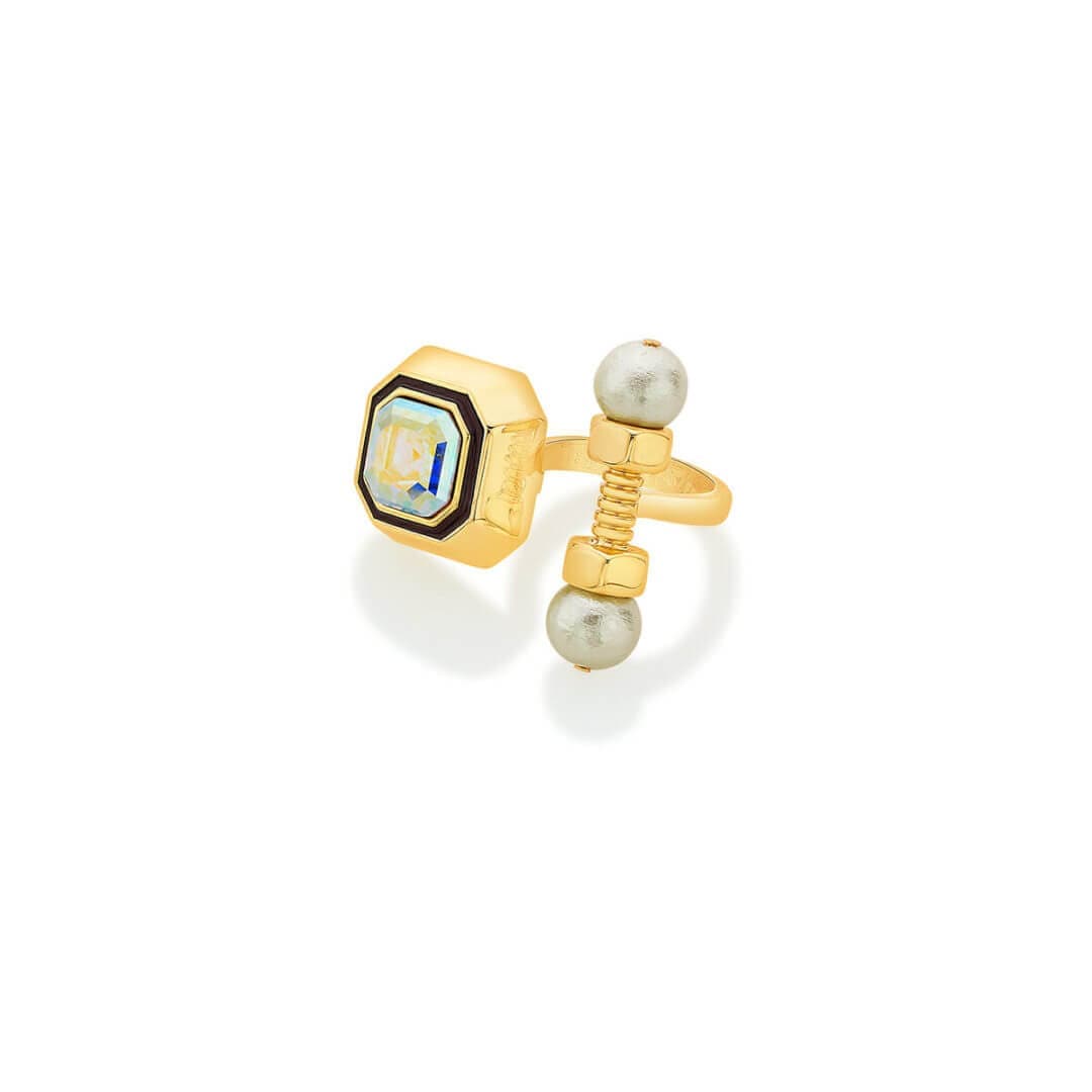 Coppola Pearl & Abalone Open Ring - Isharya | Modern Indian Jewelry