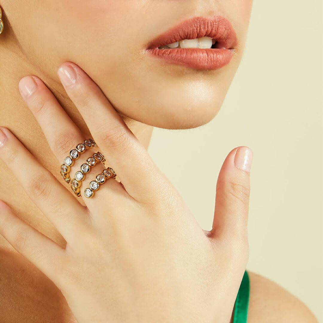 Crystal Swirl Ring Gold - Isharya | Modern Indian Jewelry