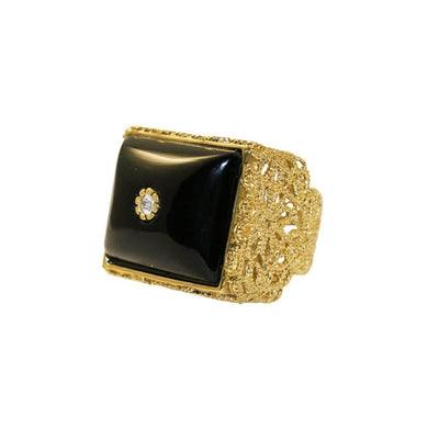 Daisy Filigree Square Ring Black - Isharya | Modern Indian Jewelry