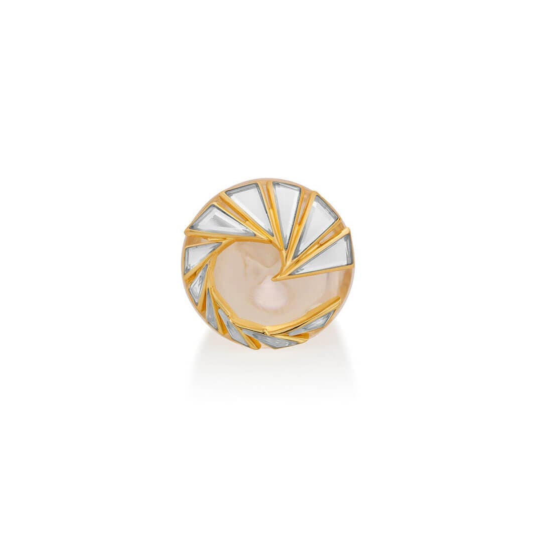 Demi Goddess Irregular Mirror and Resin Swirl Statement Ring - Isharya | Modern Indian Jewelry