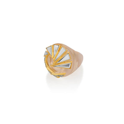 Demi Goddess Irregular Mirror and Resin Swirl Statement Ring - Isharya | Modern Indian Jewelry