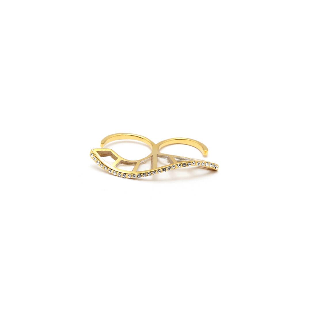 Devi Diva Clear Resin Double Finger Ring - Isharya | Modern Indian Jewelry