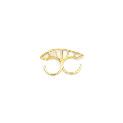 Devi Diva Clear Resin Double Finger Ring - Isharya | Modern Indian Jewelry
