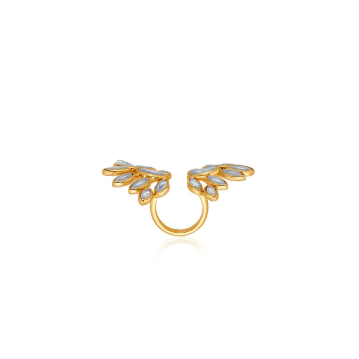 Marquise Mirror Cluster Gold Open Ring - Isharya | Modern Indian Jewelry