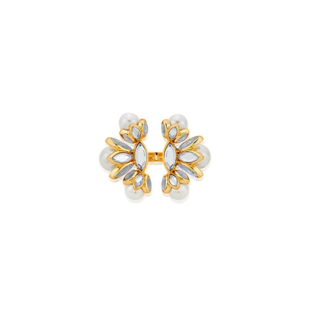 Marquise Mirror Statement Open Pearl Ring - Isharya | Modern Indian Jewelry