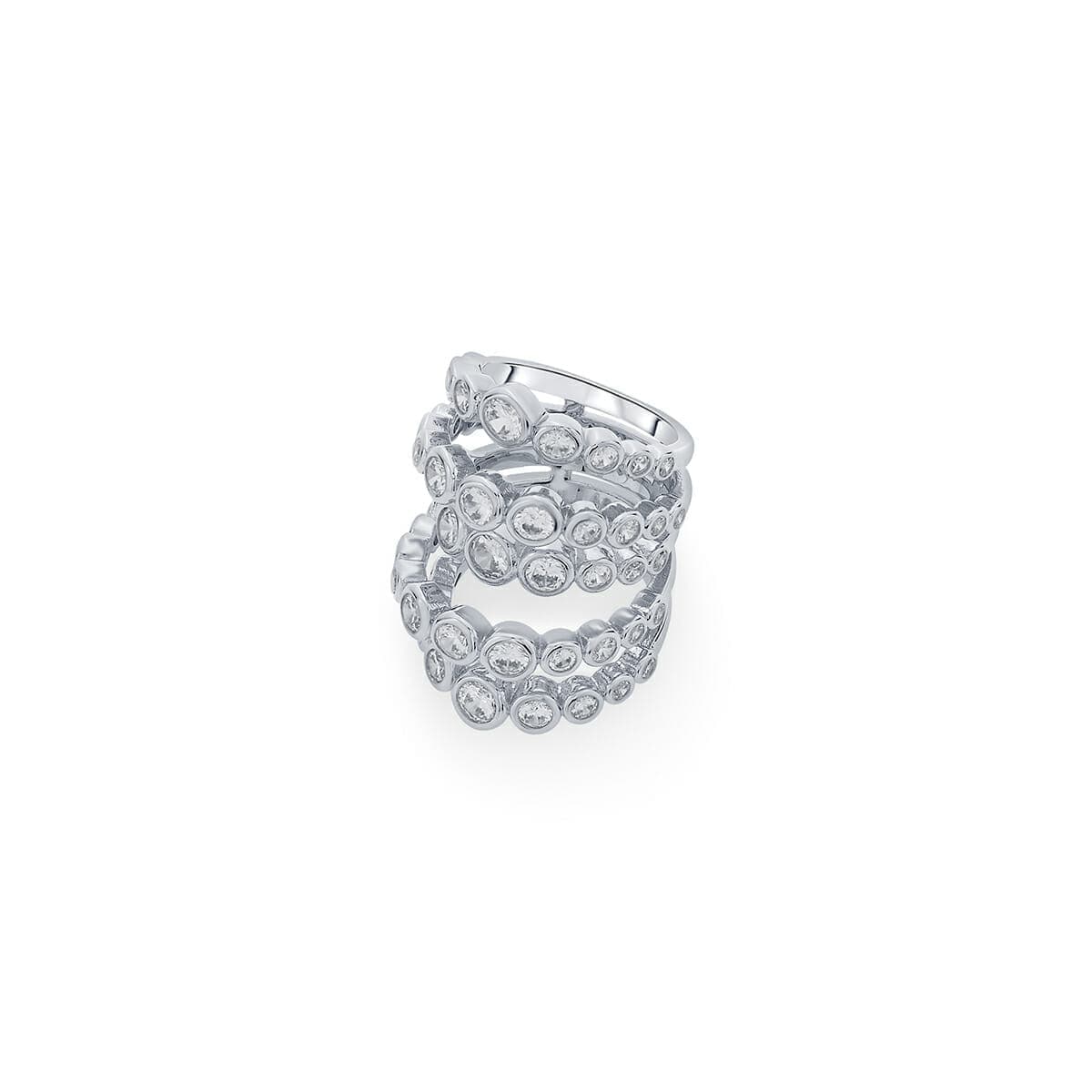 Nazm CZ Multi-band Cocktail Ring - Isharya | Modern Indian Jewelry