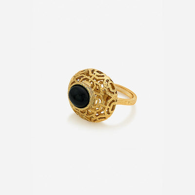 Noor Black Circle Ring - Isharya | Modern Indian Jewelry