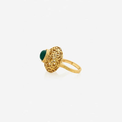 Noor Green Circle Ring - Isharya | Modern Indian Jewelry
