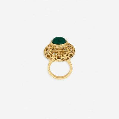 Noor Green Circle Ring - Isharya | Modern Indian Jewelry